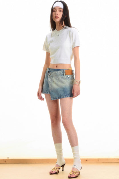 Origami Denim A-line Skirt