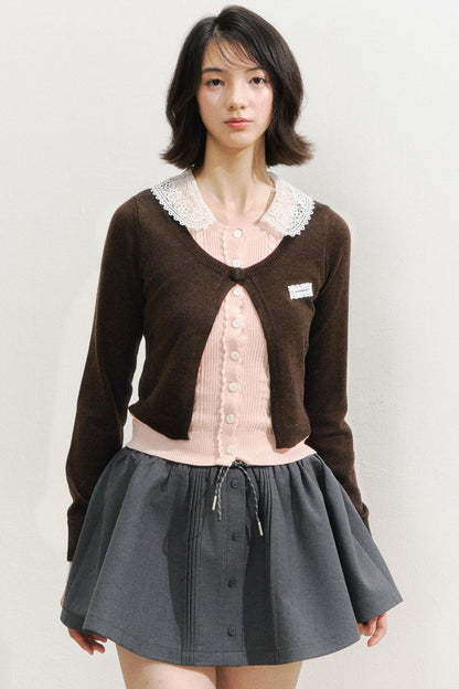 Fake two Piece Lace Knit Top