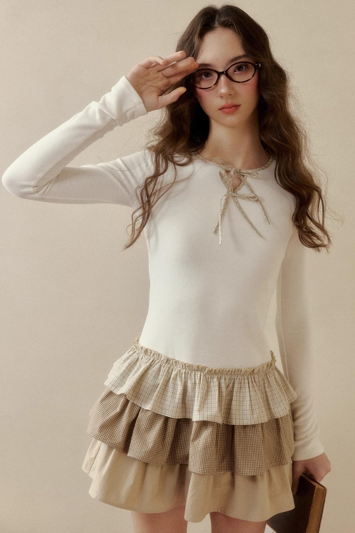 Retro Plaid Knit Tutu Skirt Dress