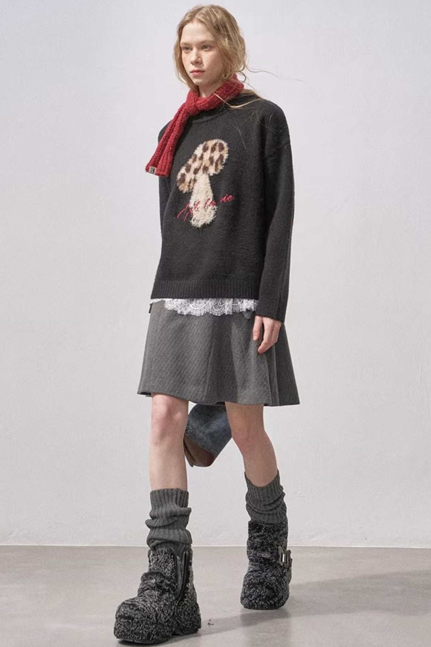 Mushroom Letter Knit Sweater