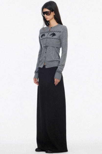 Two Piece Wool Knit Cardigan Set-Up