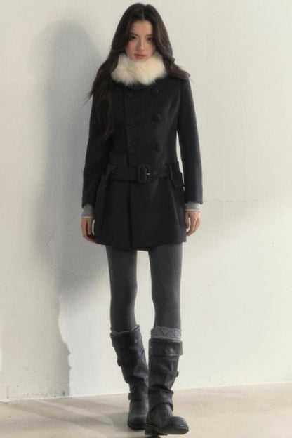 Double Breasted Low-Belt Mid-Length Coat