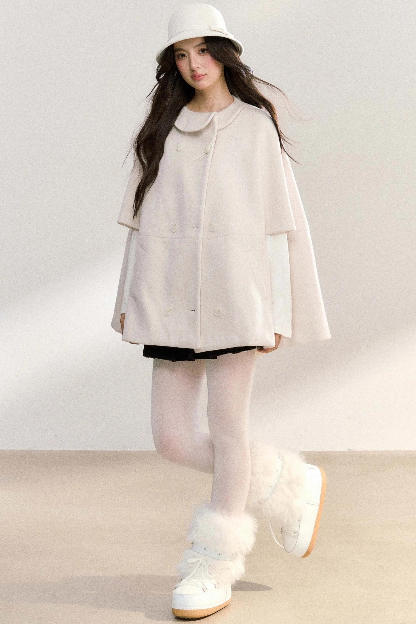 Doll Collar Woolen Cape Coat