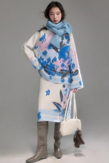 Oil Painting Jacquard Wool Sweater Set-Up