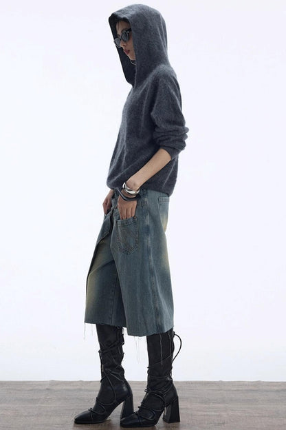 Distressed Denim Shorts