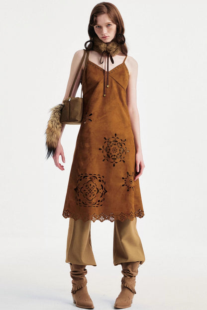 Two-Tone Lace Suede Dress