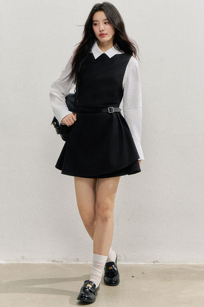 SunsetPark Plaid Leather Buckle Dress