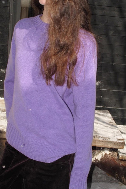 Mint Violet Slanted Hem Sweater