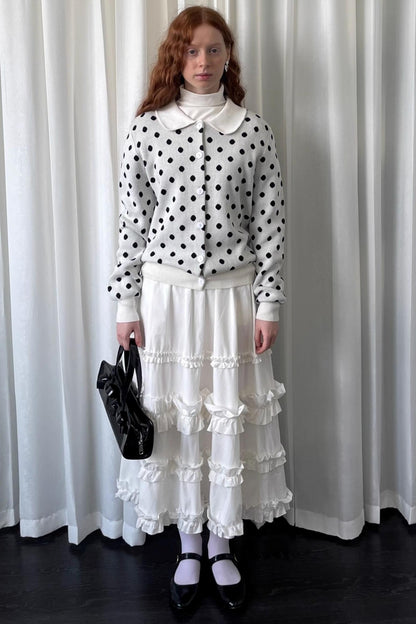 Polka Dot Doll Collar Knitted Cardigan
