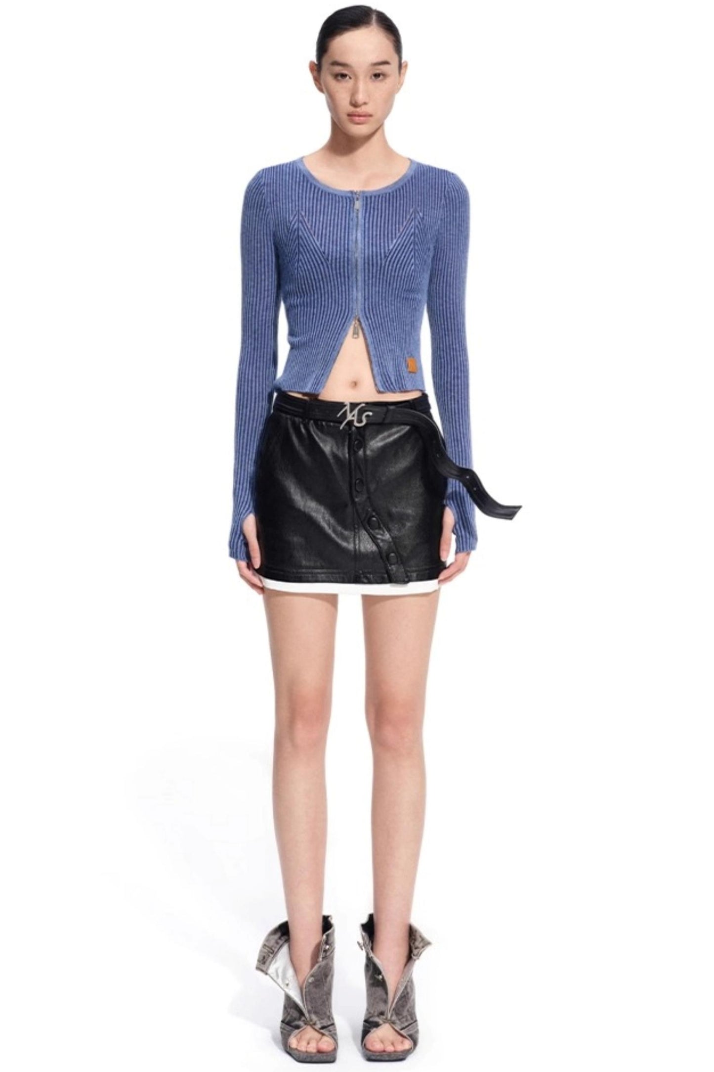 Wool Cropped Crew Neck Cardigan