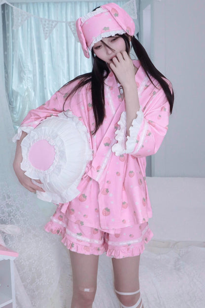 Soft Strawberry Star Pajamas Set-Up