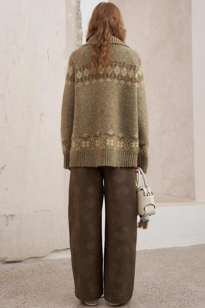 Bird Horn Buckle Loose Warm Cardigan