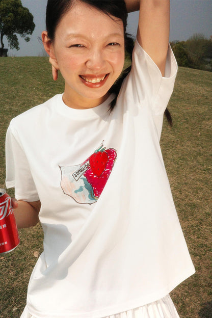 Hand-Painted Strawberry Tee