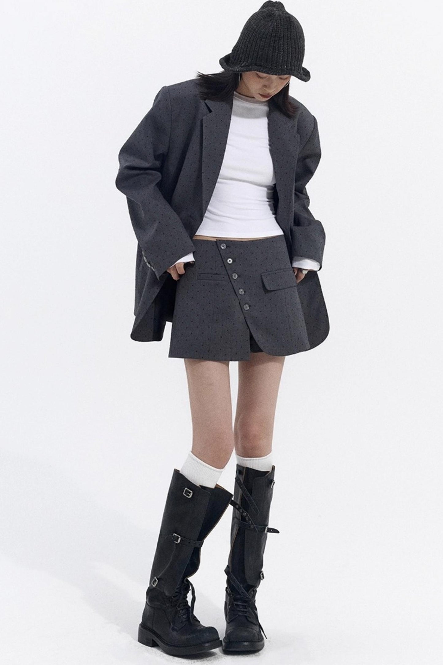 Retro Polka Dot Asymmetrical Skirt