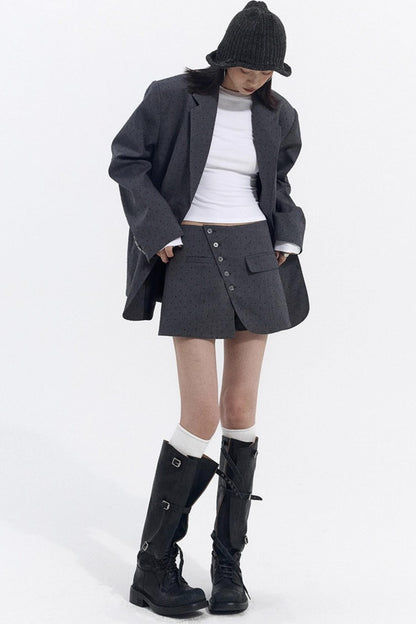 Retro Polka Dot Asymmetrical Skirt