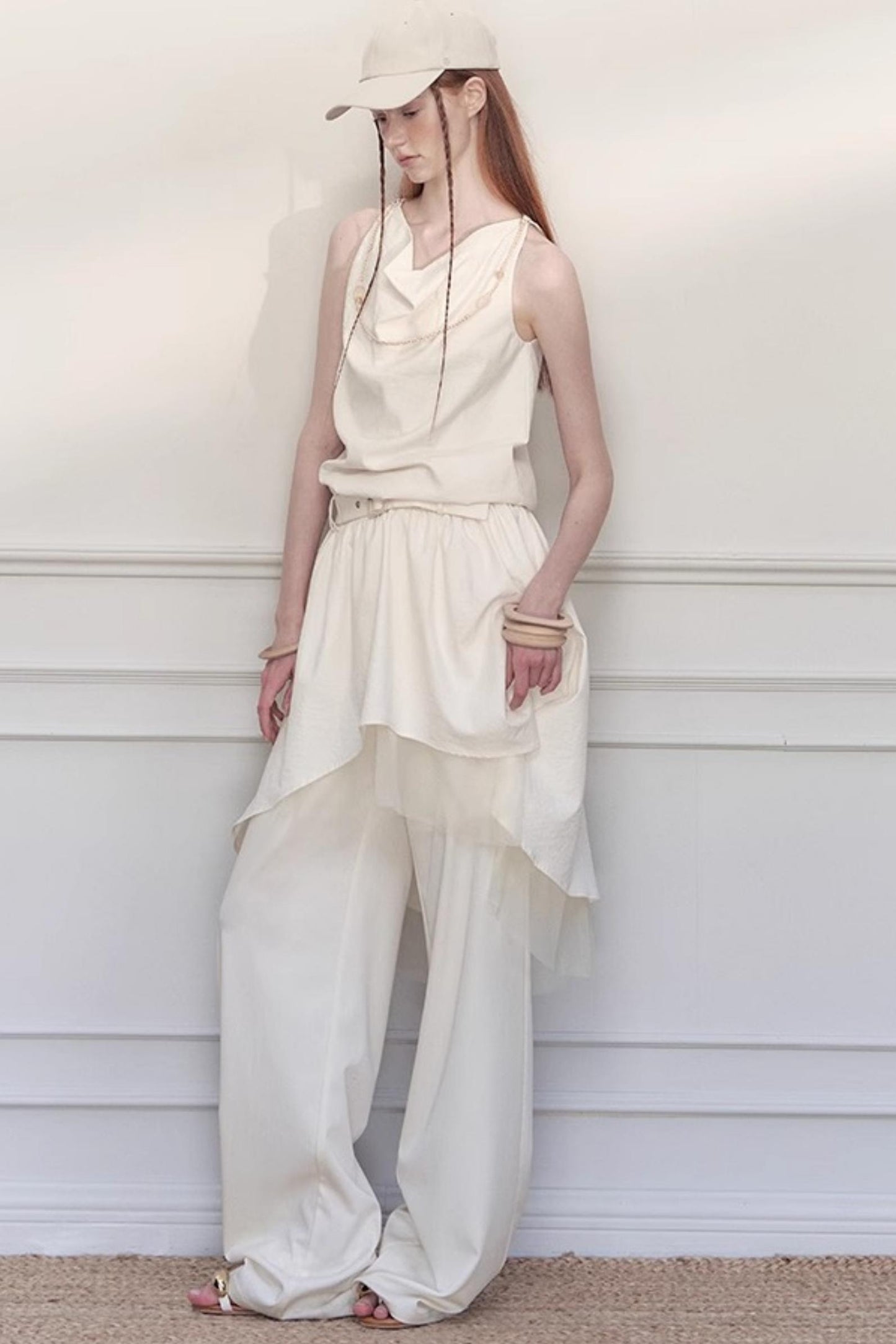 White Lace Wide-Leg Pants