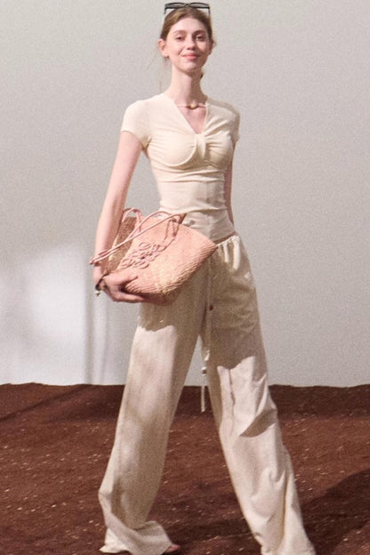 V-Neck Beaded T-Shirt