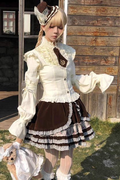 Beige Lace Trim Shirt