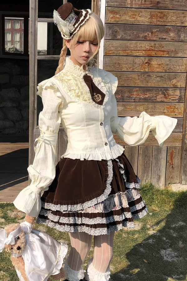 Beige Lace Trim Shirt