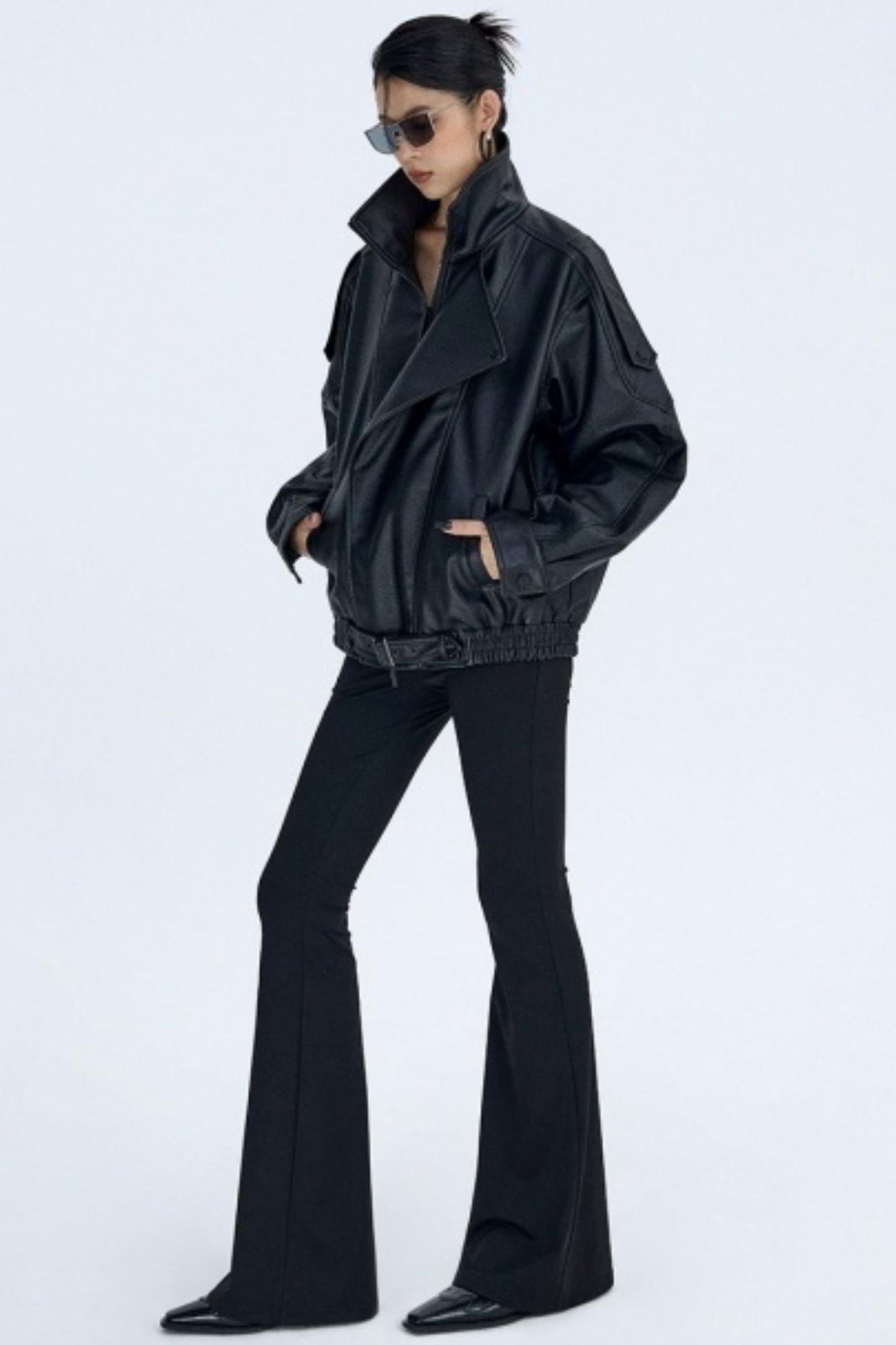 Black Fleece Flared Pants