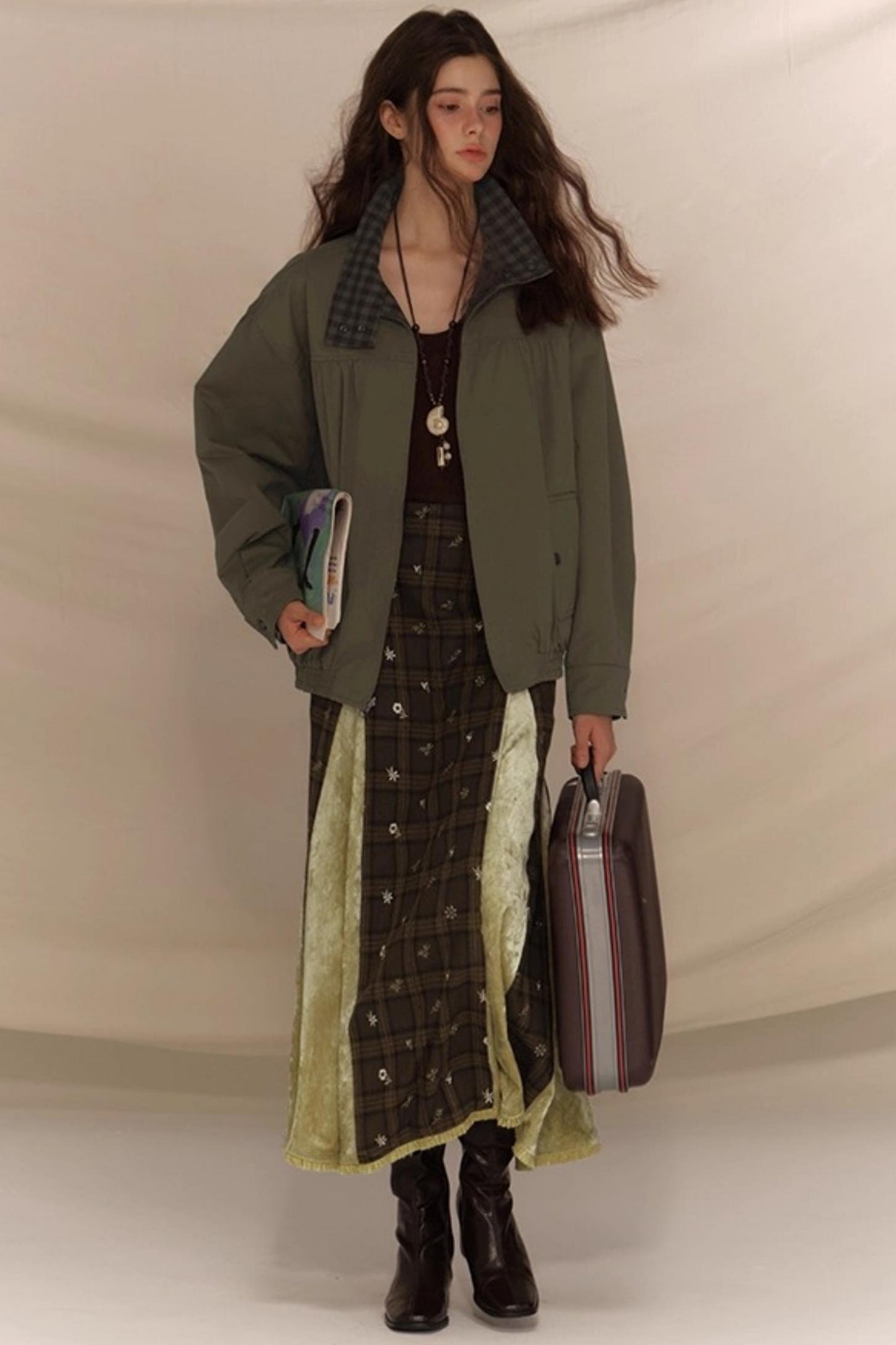 Linen Plaid Double Sided Jacket