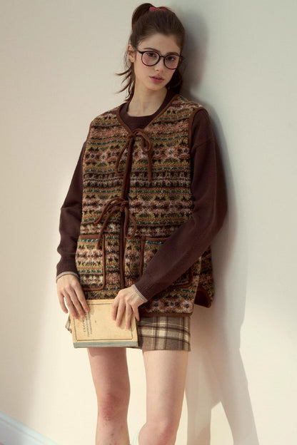 Reversible Bow Strap Fur Vest