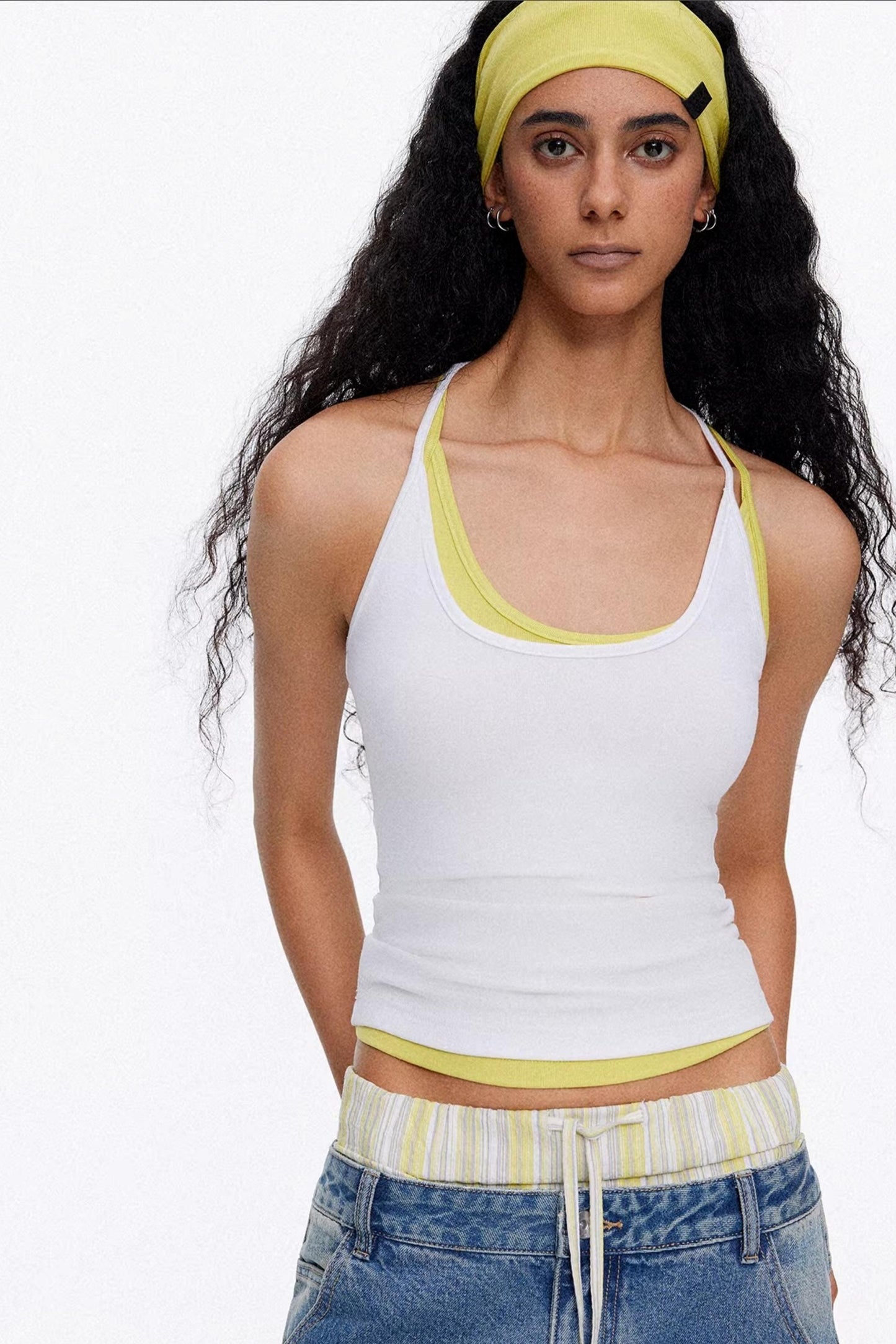White breathable cotton tank top for summer