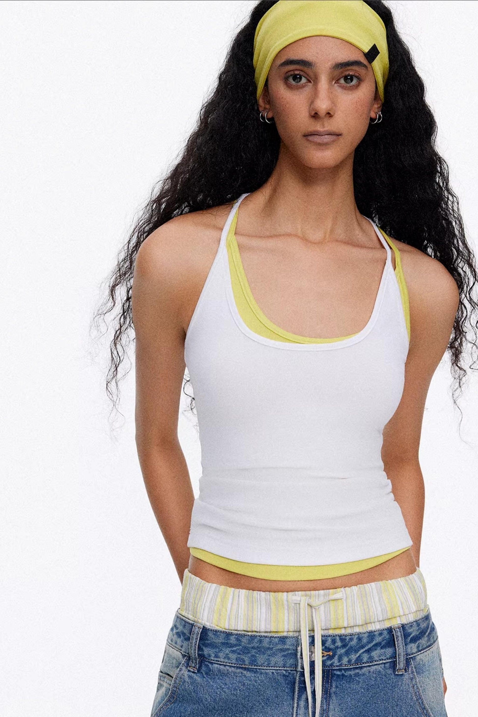 White breathable cotton tank top for summer