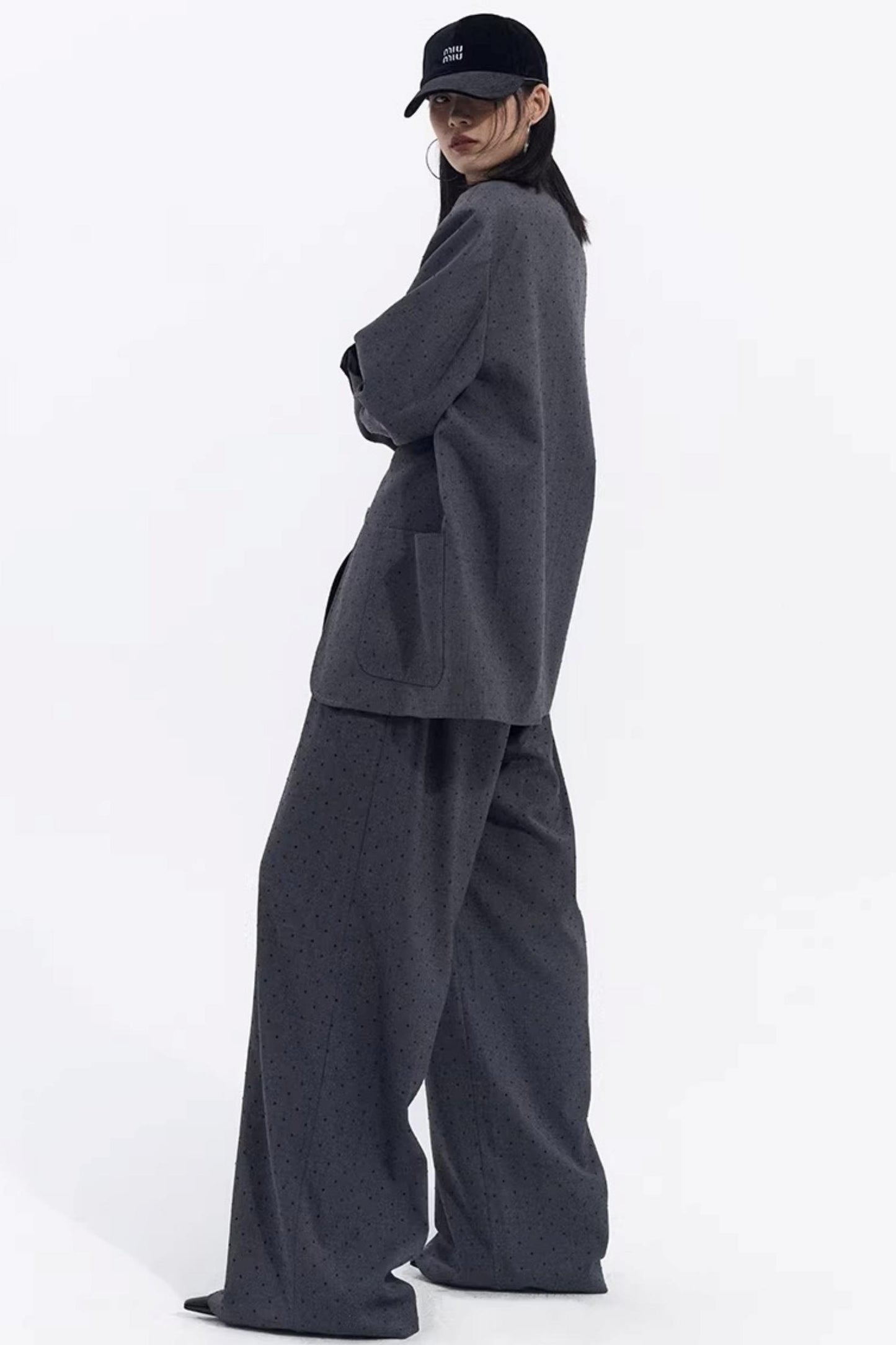 Retro Gray-Red Polka Dot Trousers