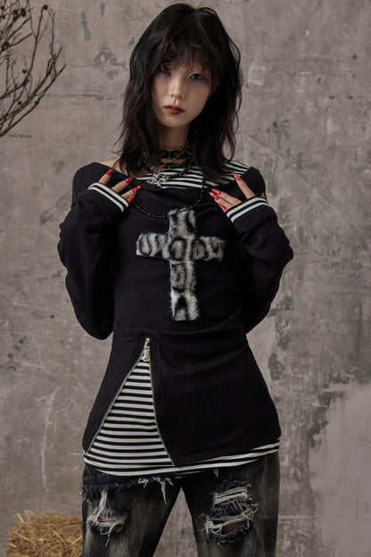 Swing Neck Knit Layer Top