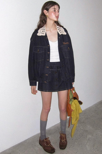 Blue Detachable Denim Jacket Set-Up