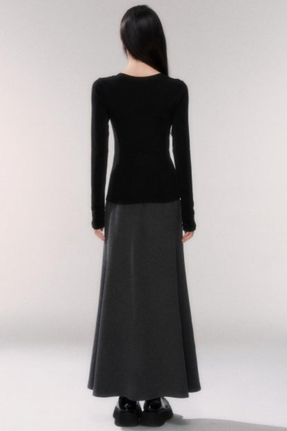 Thick Wool A-Line Skirt
