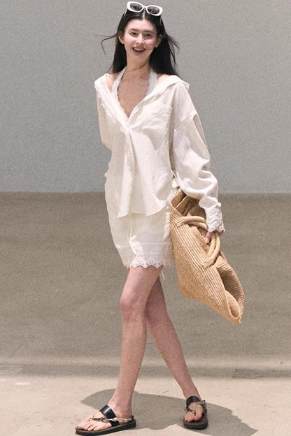 Lace-Trimmed Halter Neck Camisole