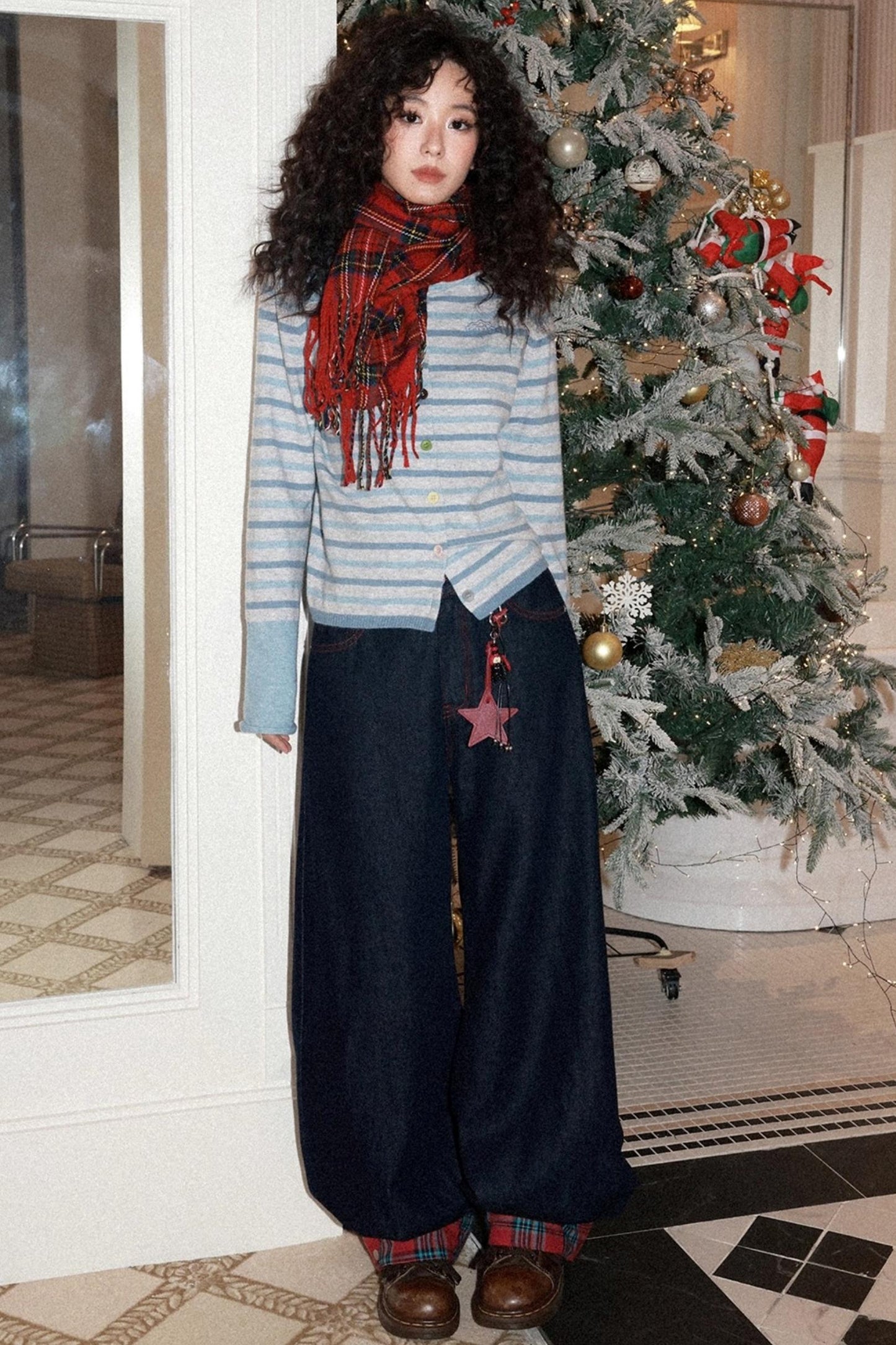 Patchwork Retro Denim Pants Set-Up