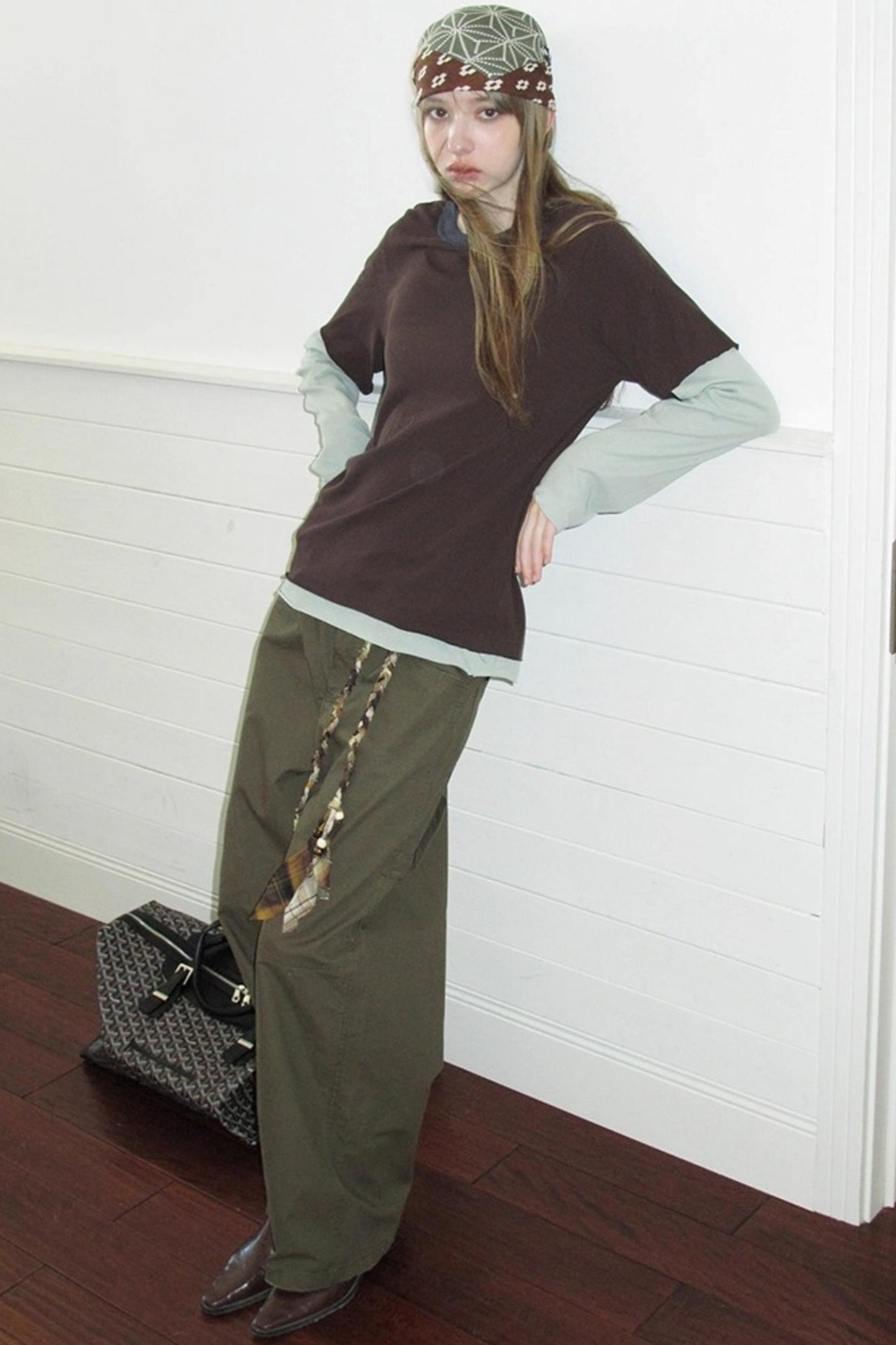 Fake Two-Piece Contrast Long Sleeve T-shirt