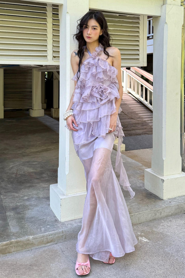 Rose Mesh Fishtail Dress