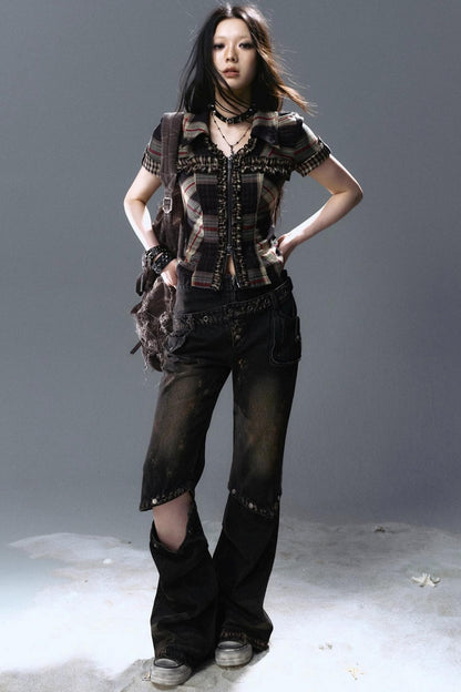 Vintage Lace Pleated Blouse