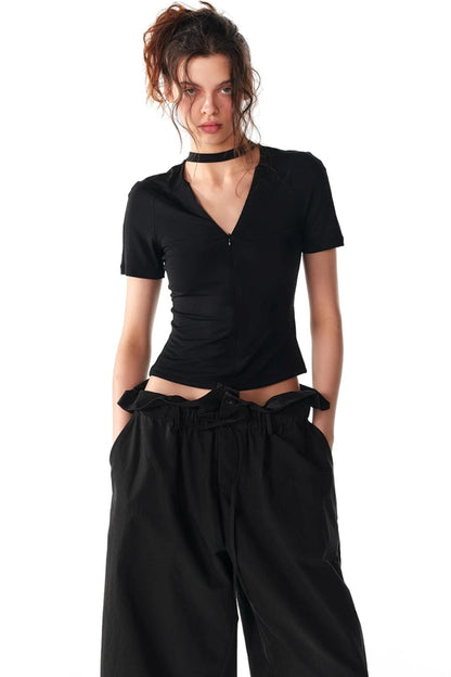 Slim Zipper Raglan Top