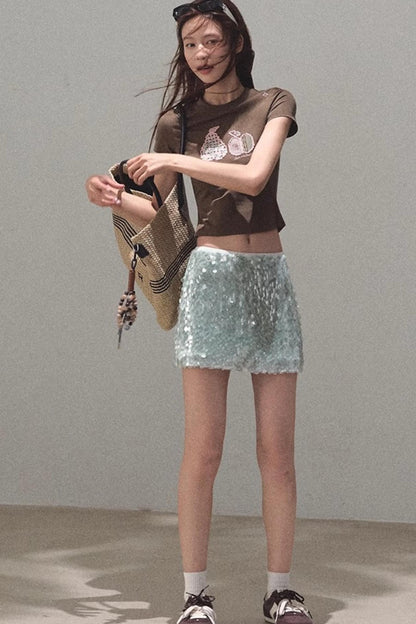 Sequin A-Line Mini Skirt