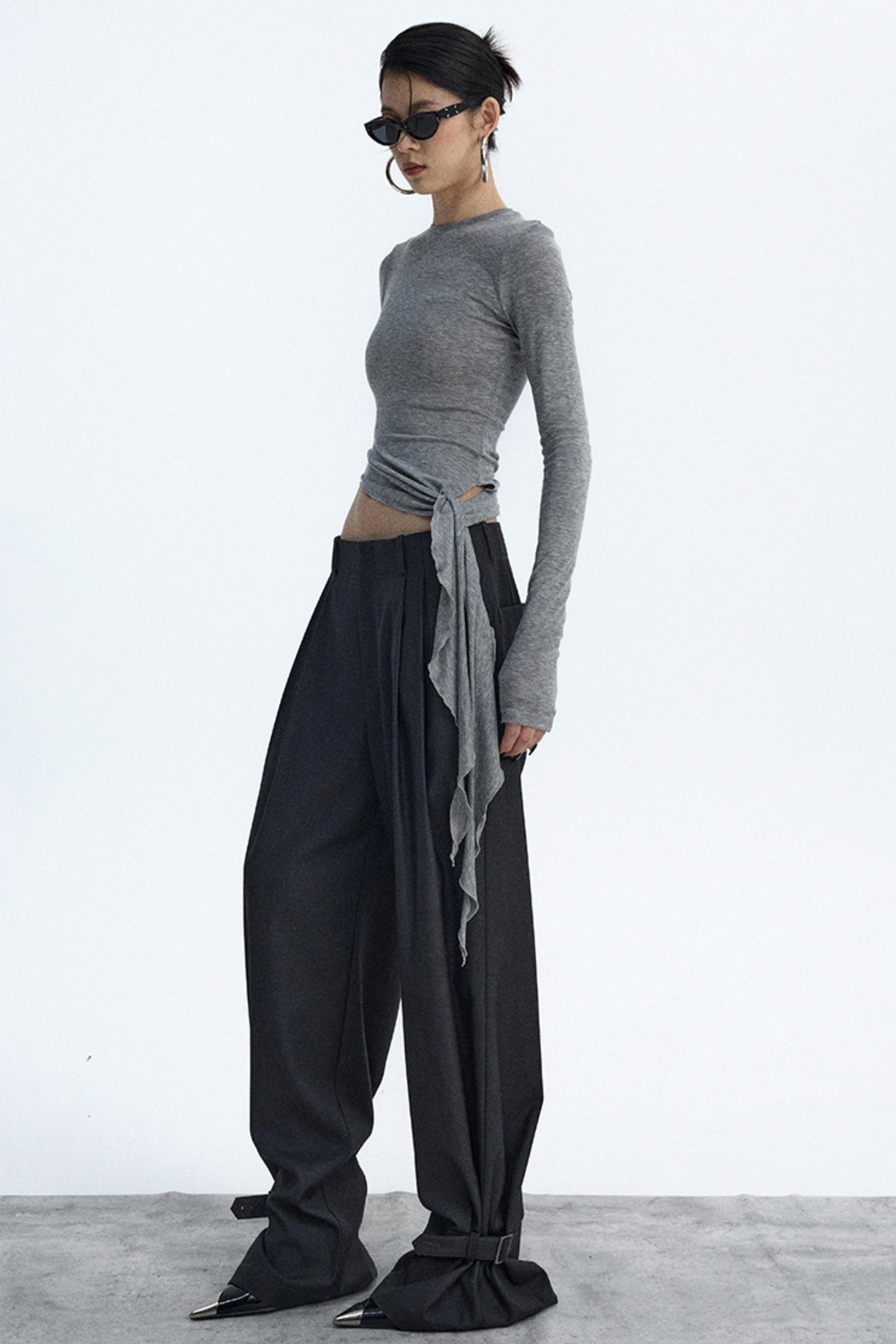 Ruffled Lyocell Asymmetrical Top