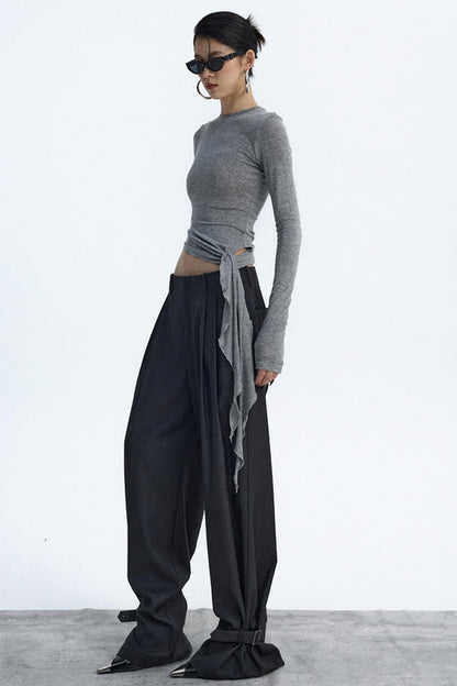 Ruffled Lyocell Asymmetrical Top