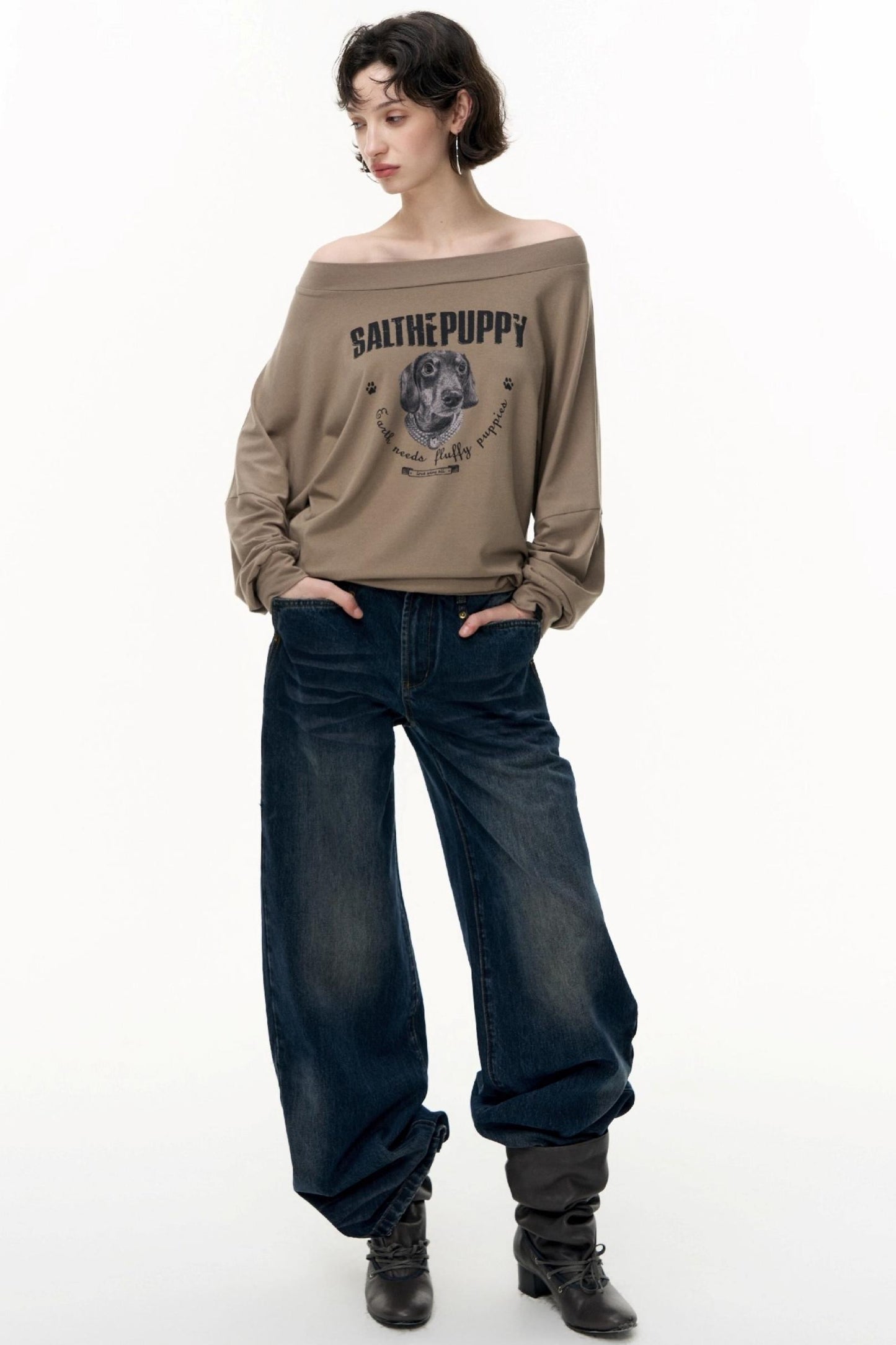 Loose Straight Wide-Leg Scimitar Jeans