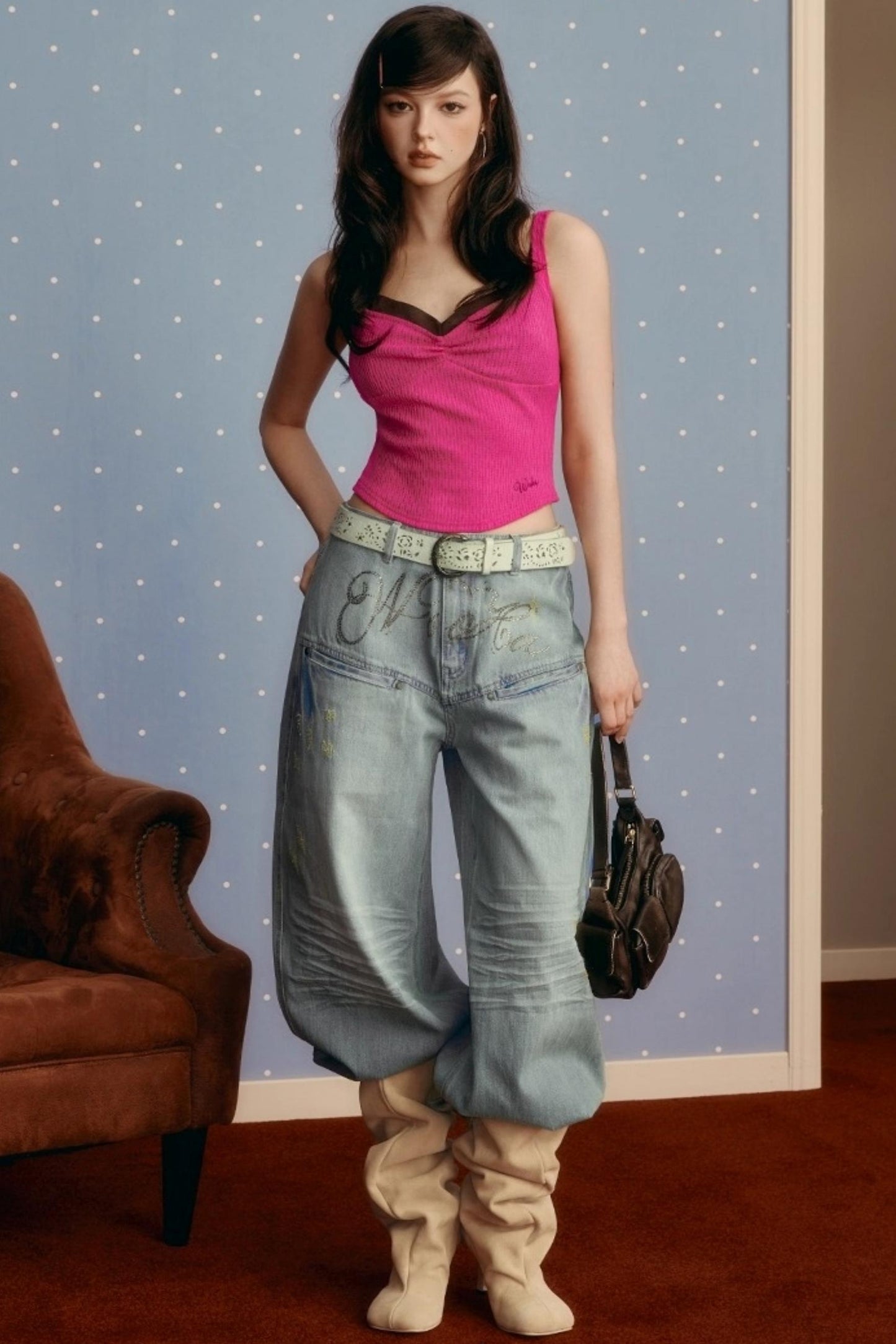 Satin Splicing Slim Vest