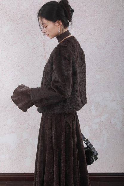 Winter Velvet Top Skirt Set-Up