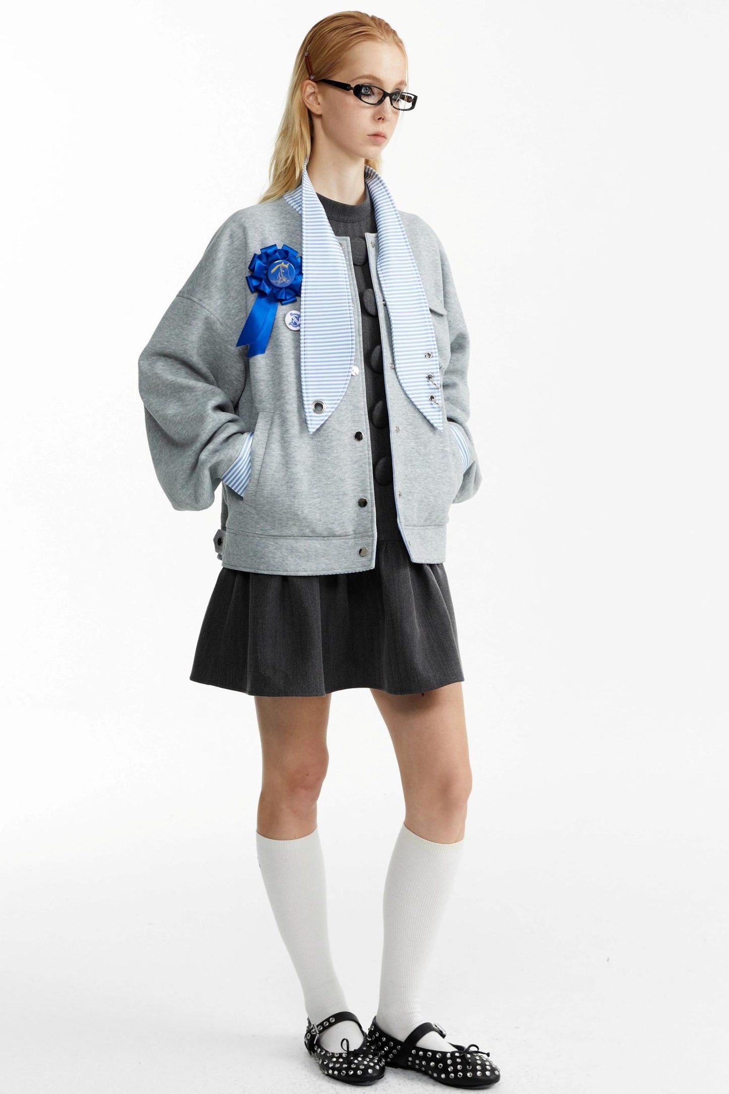 Dark Grey Large Button Dress