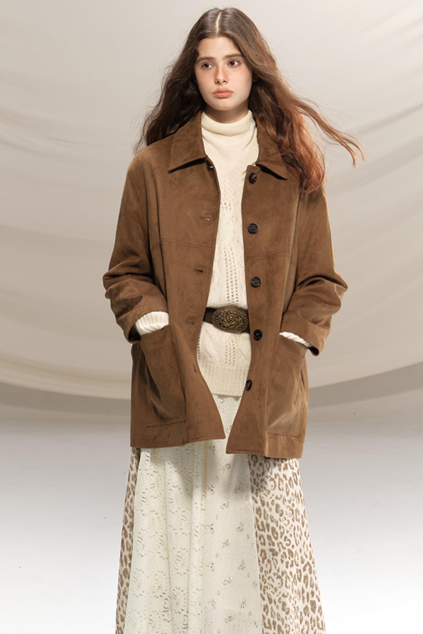 Silk Leopard Print Patchwork Skirt