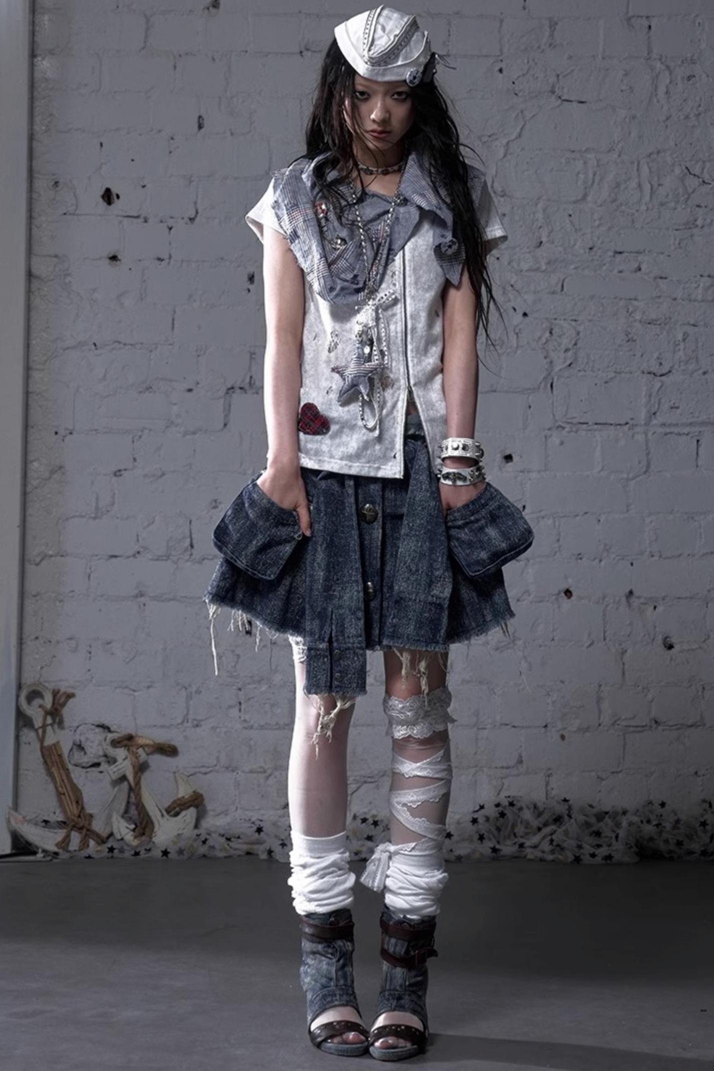 Plaid Layered Punk Street T-Shirt