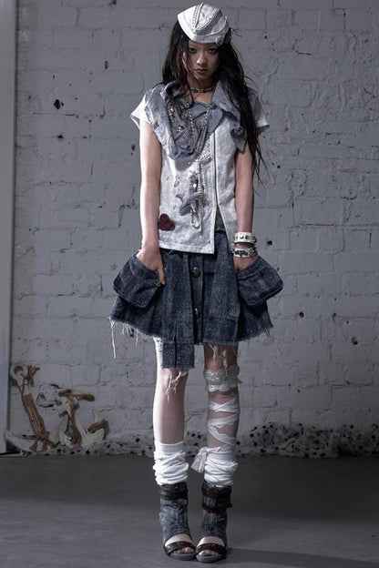 Plaid Layered Punk Street T-Shirt