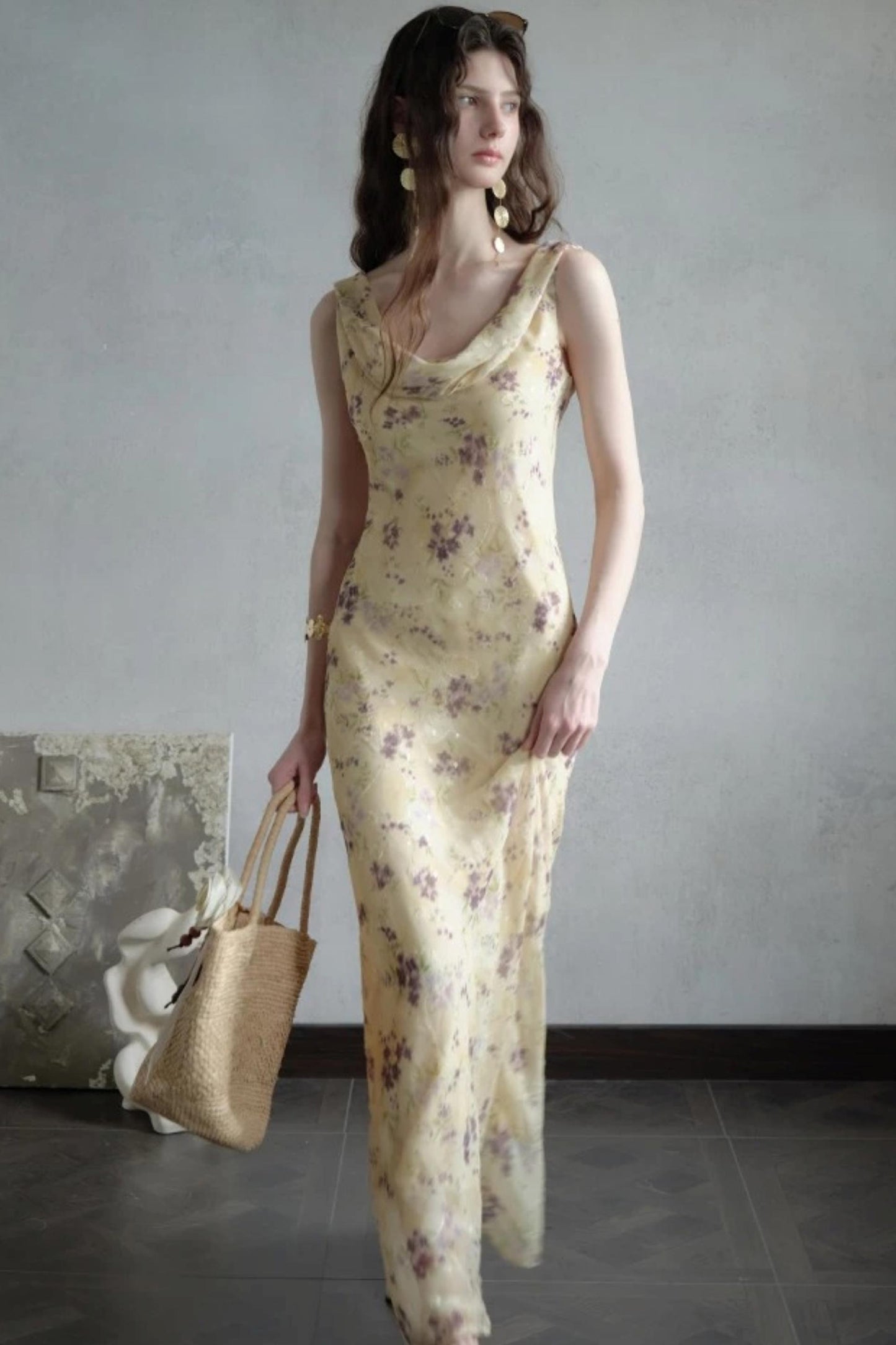 Burnt Floral Jacquard Dress