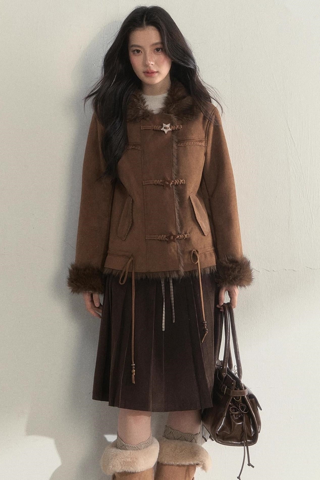 Retro Brown Suede Embroidered Jacket